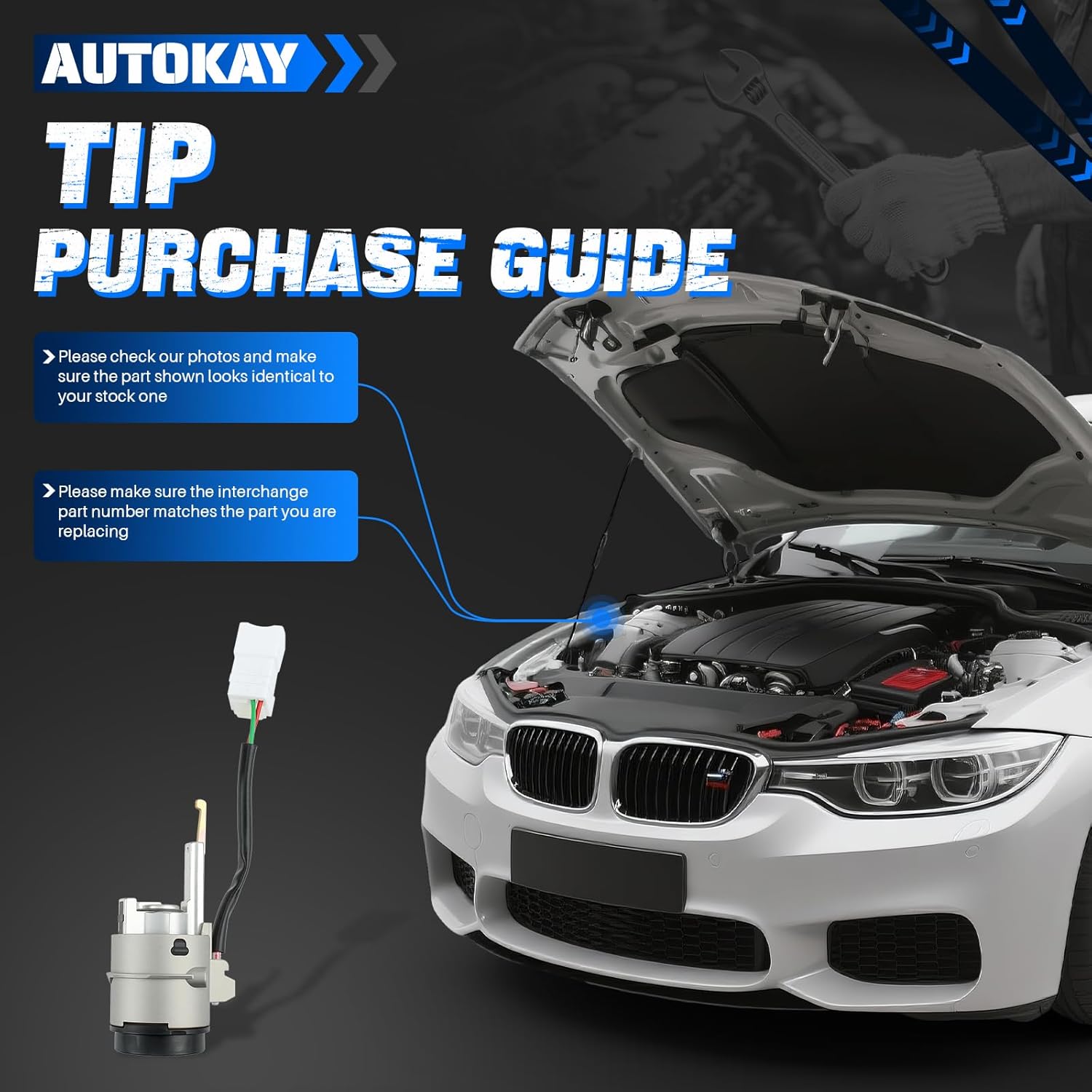 AUTOKAY Ignition Lock Cylinder 81900-1GF20 with 2 Keys for Kia Rio Rio5 2010-2011