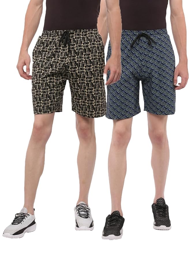 Dollar Solid Men's Shorts | All-Over Print | One Side Zipper Pocket with Label Branding | Self Waistband with Drawcord | Wide Array of Attractive Prints