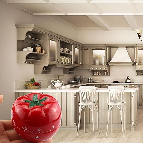 Miniatura 6 de Temporizador mecánico con forma de tomate lindo enrollado de 60 minutos, temporizador giratorio manual de cuenta regresiva para horno, cocina, baño,