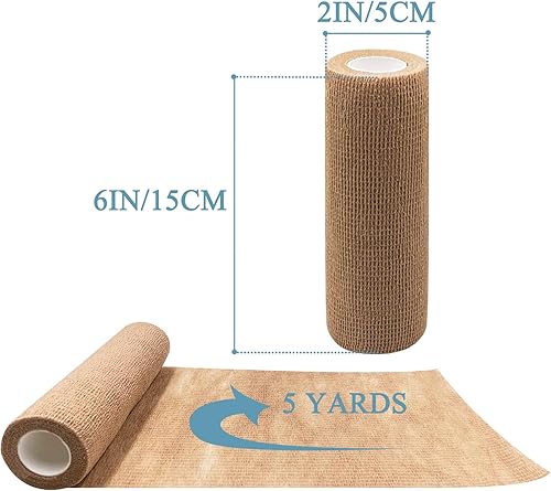 Miniatura 2 de Vendaje autoadhesivo 2 rollos, cinta atlética impermeable de 6 pulgadas x 5 yardas, molde elástico transpirable para muñeca, vendaje deportivo no