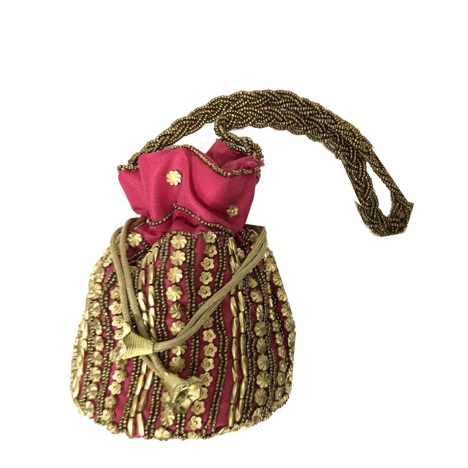 SHUBHANGI COLLECTIONSWomen's Pink Heavy Resham Potli Bag