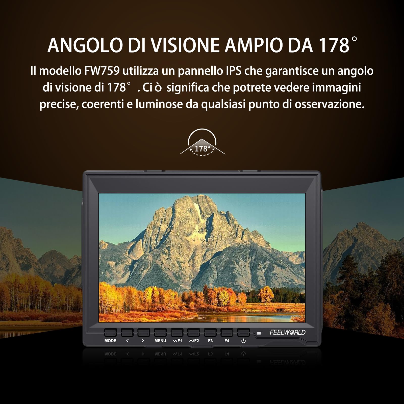 FEELWORLD FW759 7 Pollici On Camera DSLR Monitor Field Full HD Focus Video Assist 1280x800 IPS con 4K HDMI Input Output