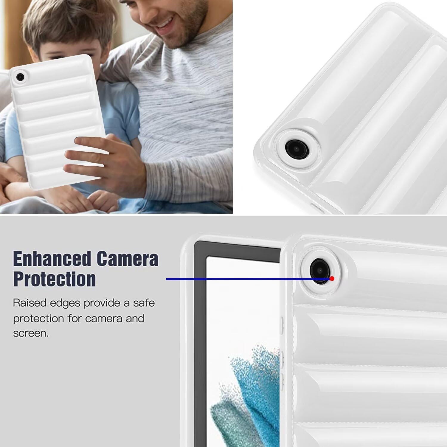 Case for Galaxy Tab A7 Lite,Candy Down Jacket Soft Silicone Puffer Touch Protection Shockproof Girls Women Tablet Case Cover for Samsung Galaxy Tab A7 Lite 8.7" 2021 (SM-T220/T225/T227) (White) image 4