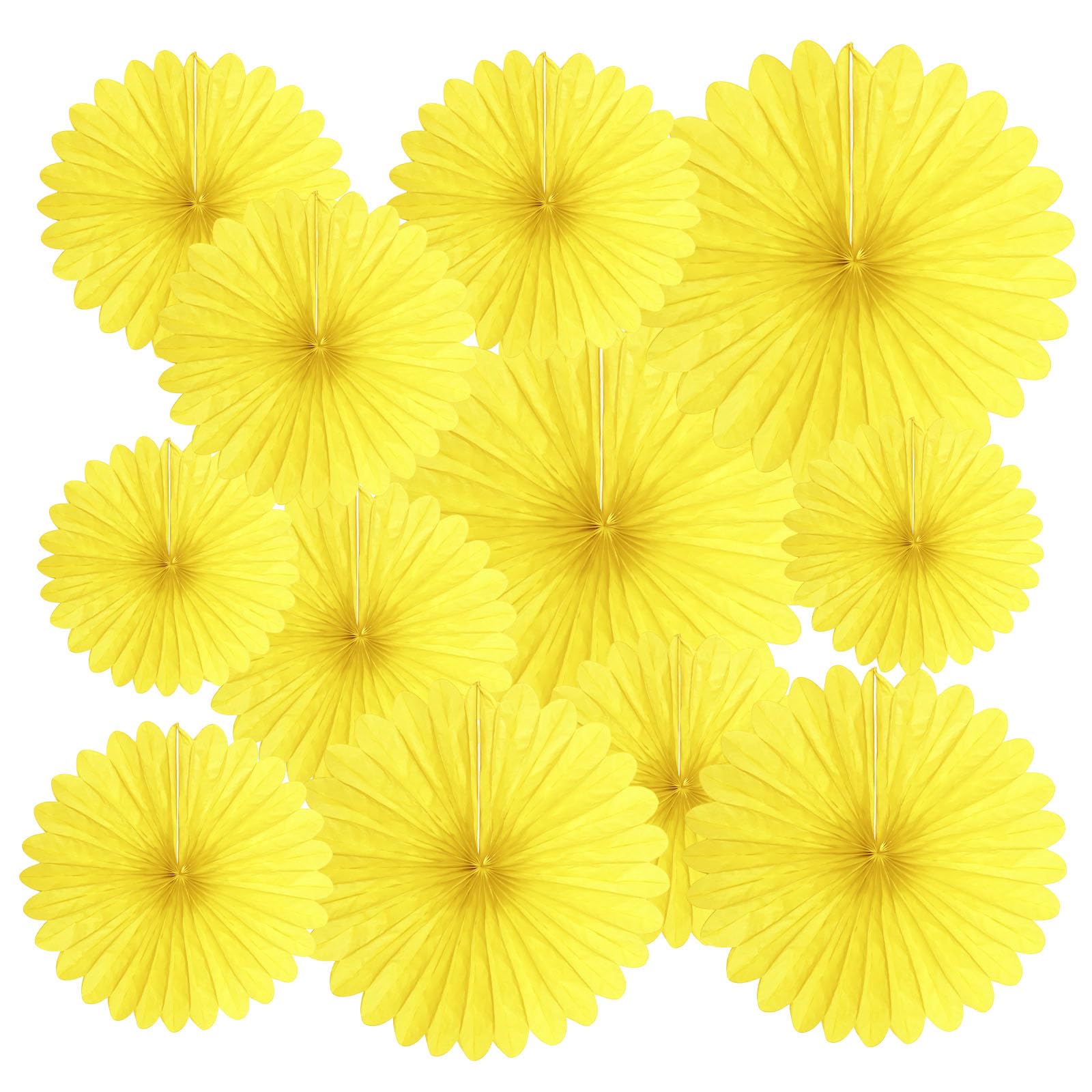 20 Pcs Light Yellow Hanging Paper Fan, Hanging Honeycomb Round Paper Fans for Weddings, Birthdays, Easter, Baby Showers, Classroom, Events Ceiling Party Supplies Decorations