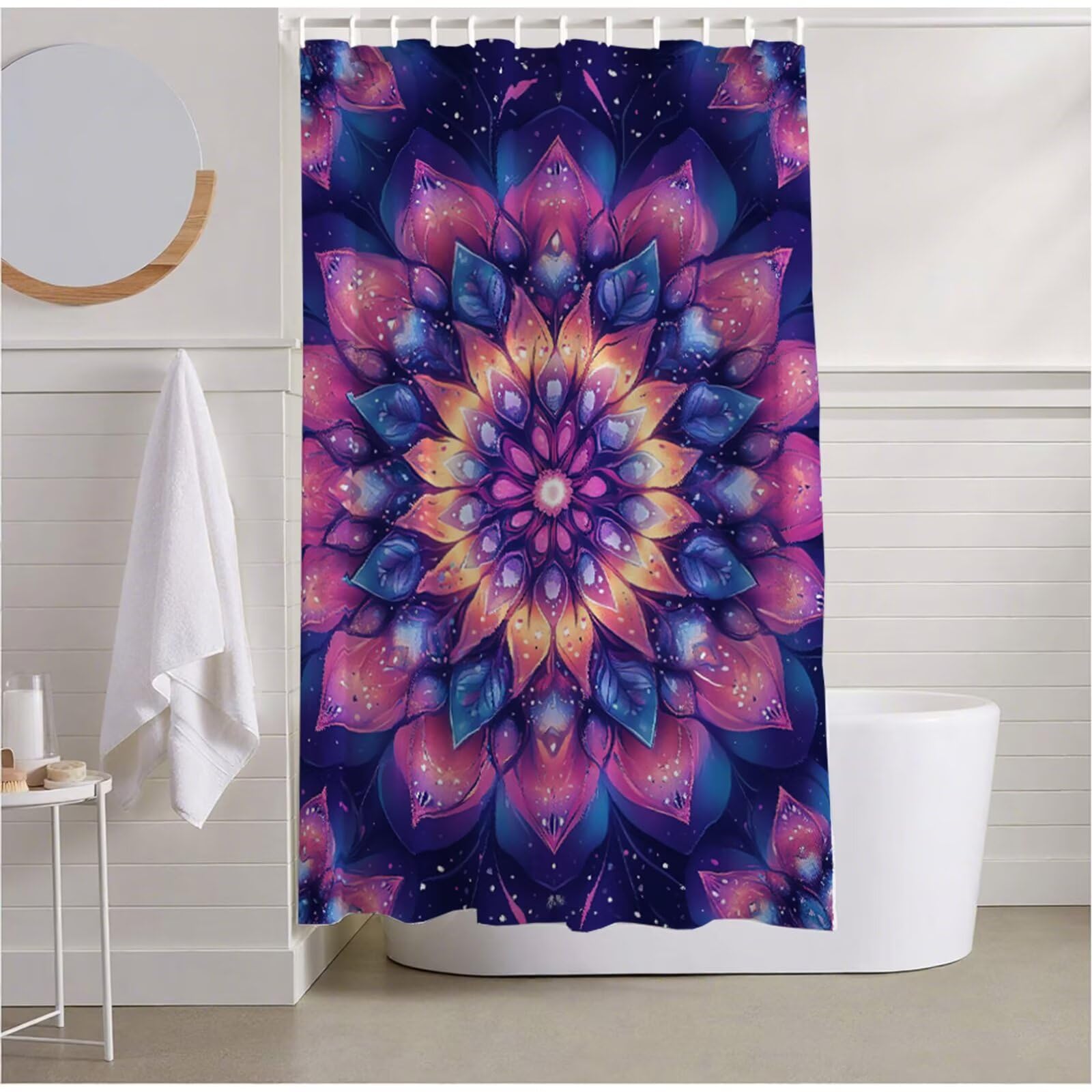 Rideau douche violet bohéme 100x200 cm imperméable en polyester pour baignoire salle de bain R2-50