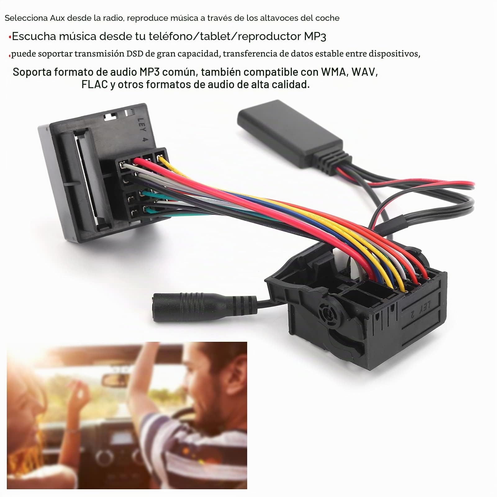 Aramox Coche Bluetooth 5,0 AUX-IN Cable Adaptador de Audio Bluetooth Apto para C2/C3/C4/C5/C6 con Micrófono