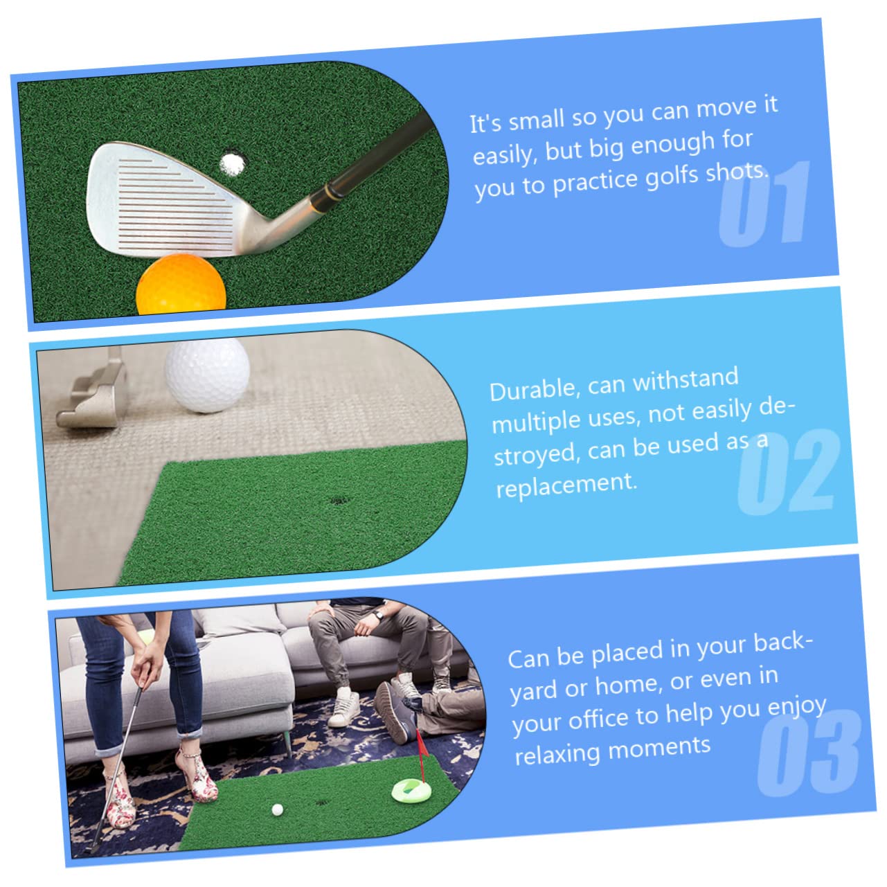 VANZACK 2pcs Golf Practice Mats Durable Turf for Indoor and Outdoor Training Hitting Rug for Range Accuracy Improvement and Beginner Practice