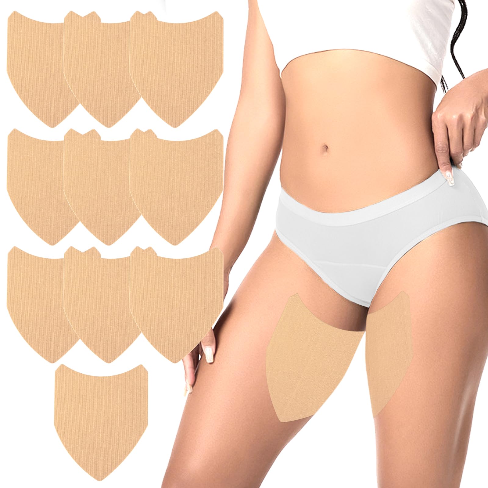 Polly Online 10 Pcs Thigh Friction Pads,Self Adhesive Thigh Supports Anti Chafing Tape for Women Thigh