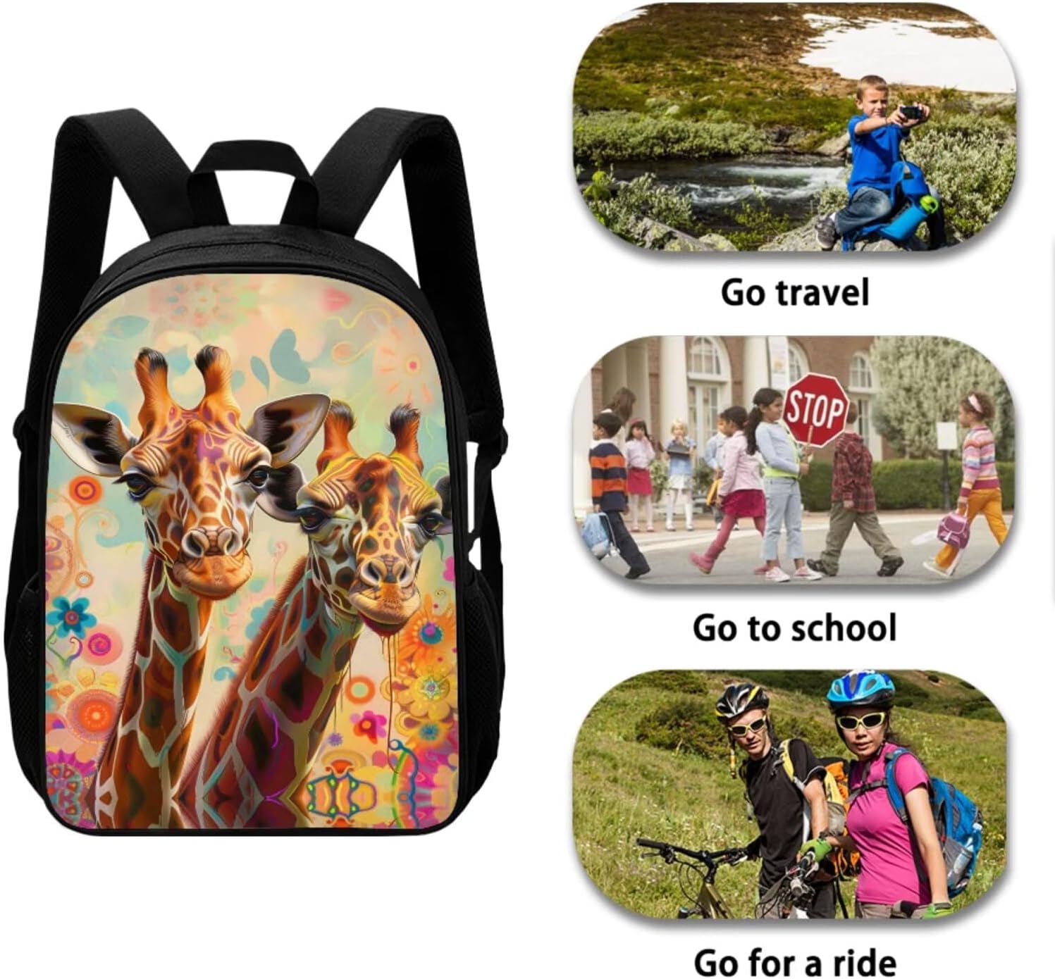 Ystardream 7th Grade Backpack Girl Backpack And Lunch Box Set Kids Art Giraffe Girls Backpack Purse for Women Elementary School Bookbag with Pencil Case Rucksack for Teens Child Back To School