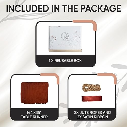 Miniatura 2 de 1 camino de mesa de estopilla de terracota de 14 pies para decoraciones de boda para recepción, camino de mesa de gasa para mesa de picnic, ajustes