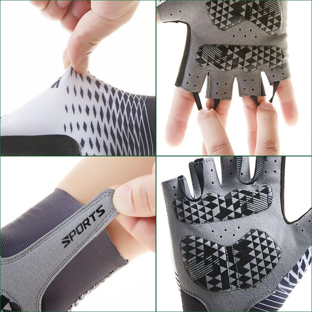 Guanti da ciclismo Sport estivi da uomo Protezi solare Ciclismo traspirante Pesca all'aperto Guanti da ciclismo mezze (Color : Blue,White, Size : XXL)
