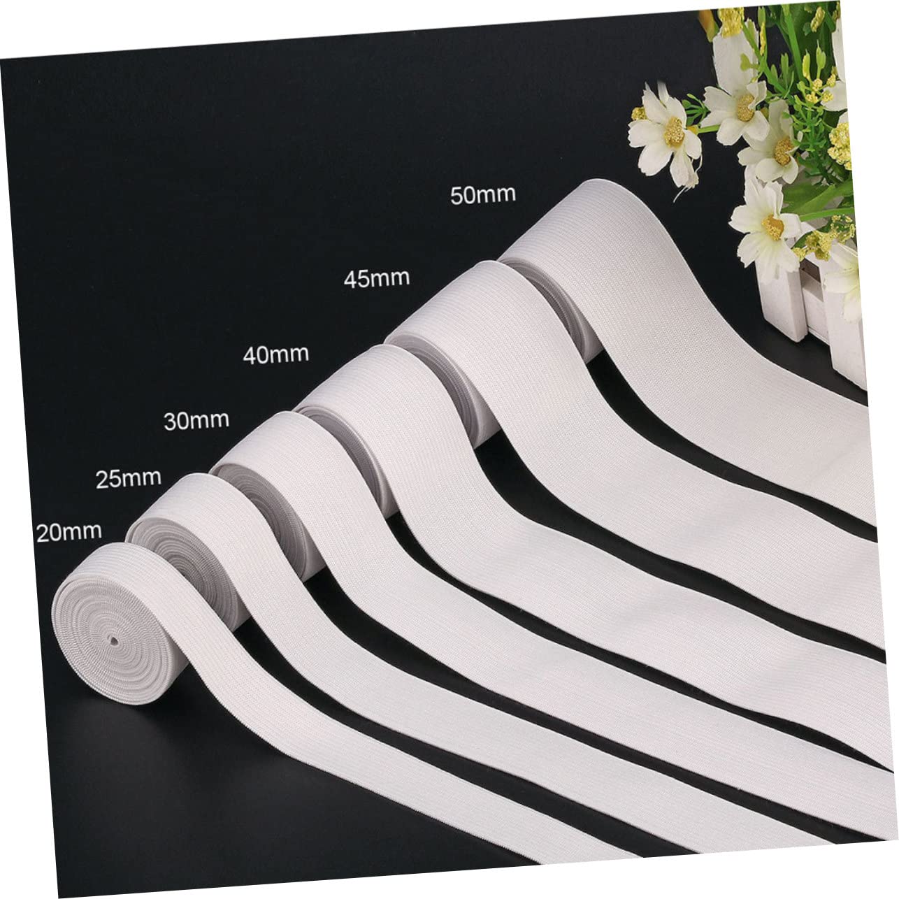 1rotolo Nastro Elastico Piatto da Metri per Cucito di Abbigliamento Progetti Fai da Te Comodo e Resistente Colore Bianco