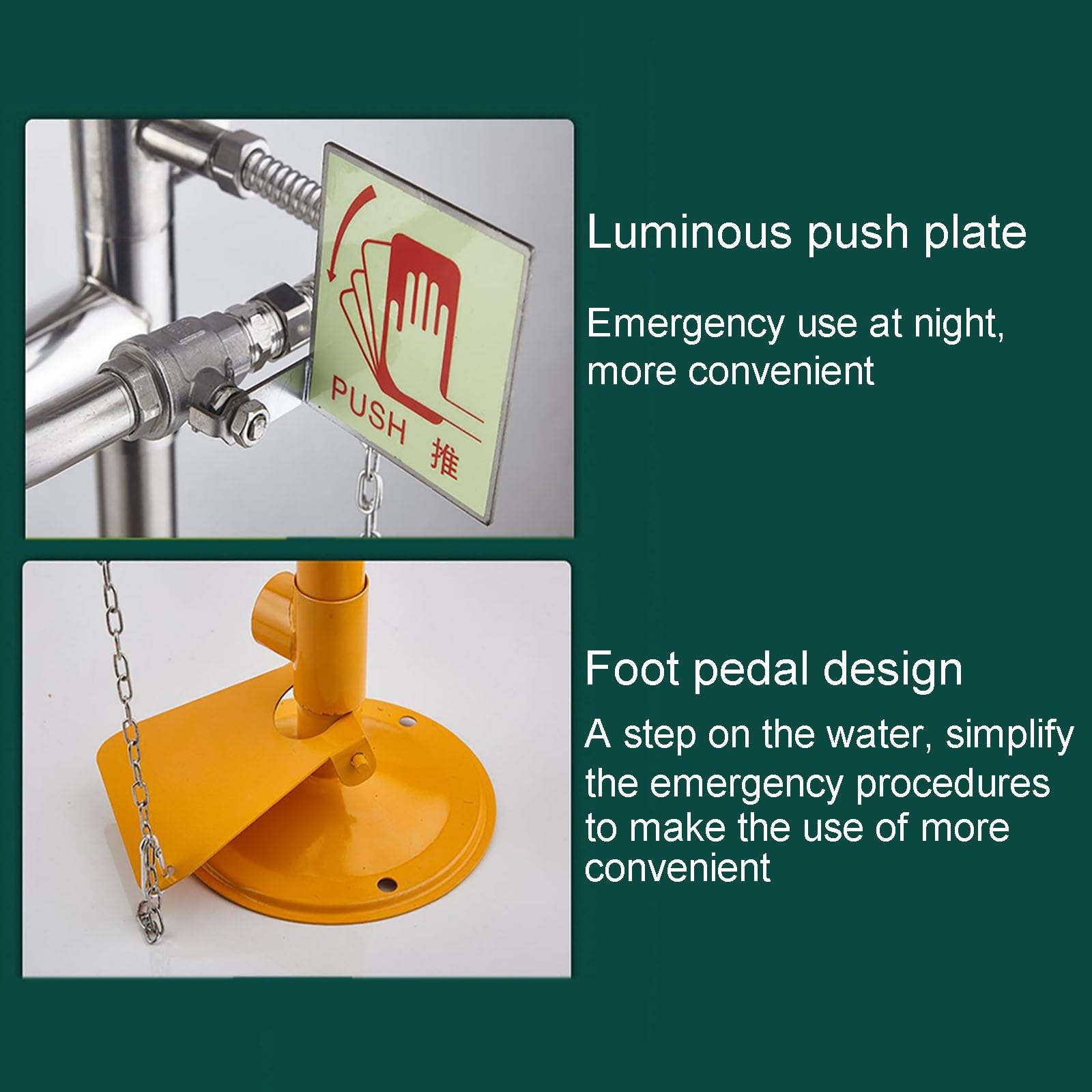 Estación lavaojos y ducha combinadas, estación lavaojos con ducha de emergencia, ducha de estación lavaojos de acero inoxidable, unidad de lavado de ojos con plomería de pie para uso industrial,