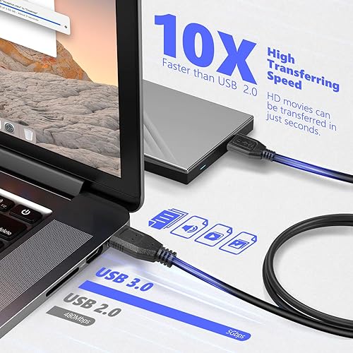 Miniatura 3 de MaxLLTo Cable de datos USB 3.0 de 6 pies para disco duro externo Western Digital WD My Book