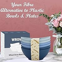 Vista 6 de Wrova Cuencos Grandes de Paja de Trigo de 65oz - Juego de 6 Cuencos Grandes para Ensalada - Cuencos para Servir Irrompibles - Aptos para Microondas