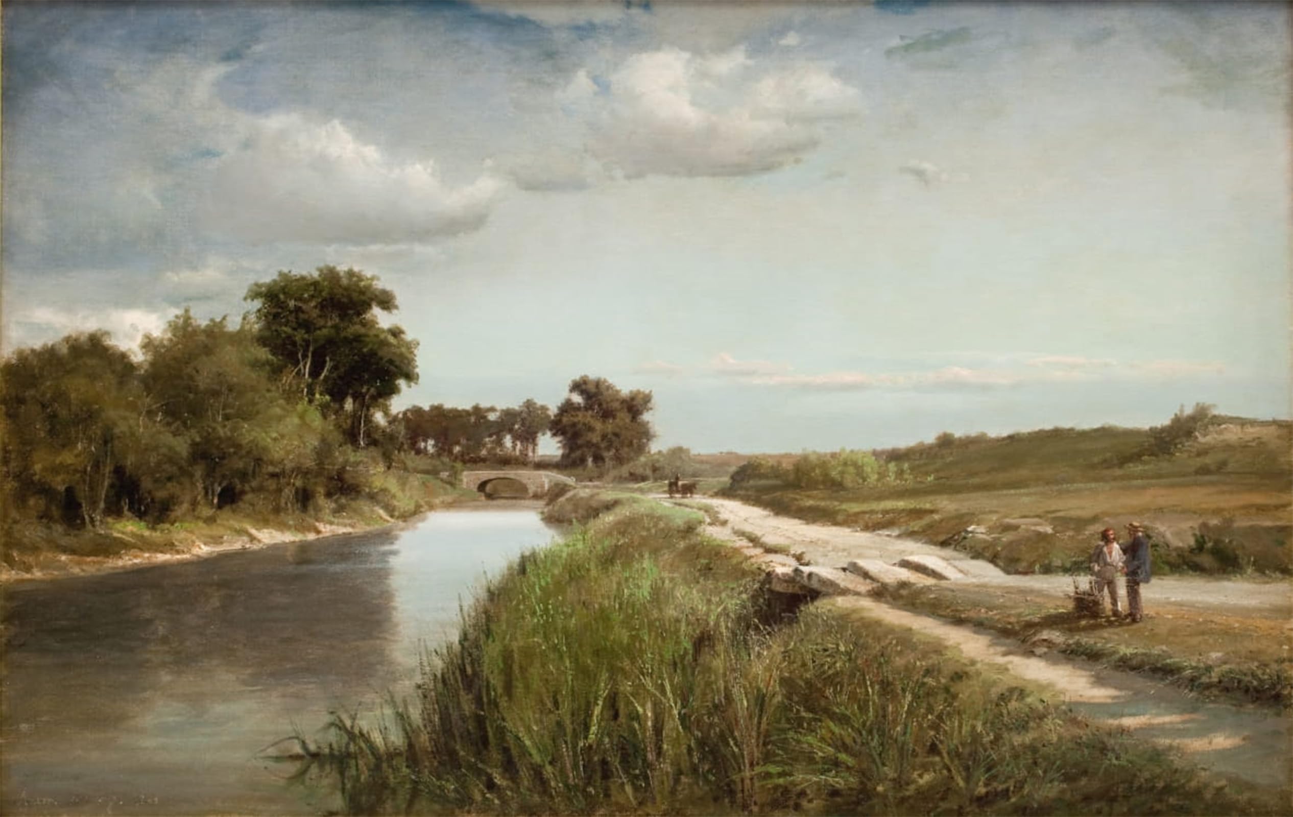Serendipitp No Frame Retro Picture Poster Wall Art Pictures Painting French River Landscape With A Bridge By Anton Melbye Wall Art Canvas Print For Wall Decor 60X90cm