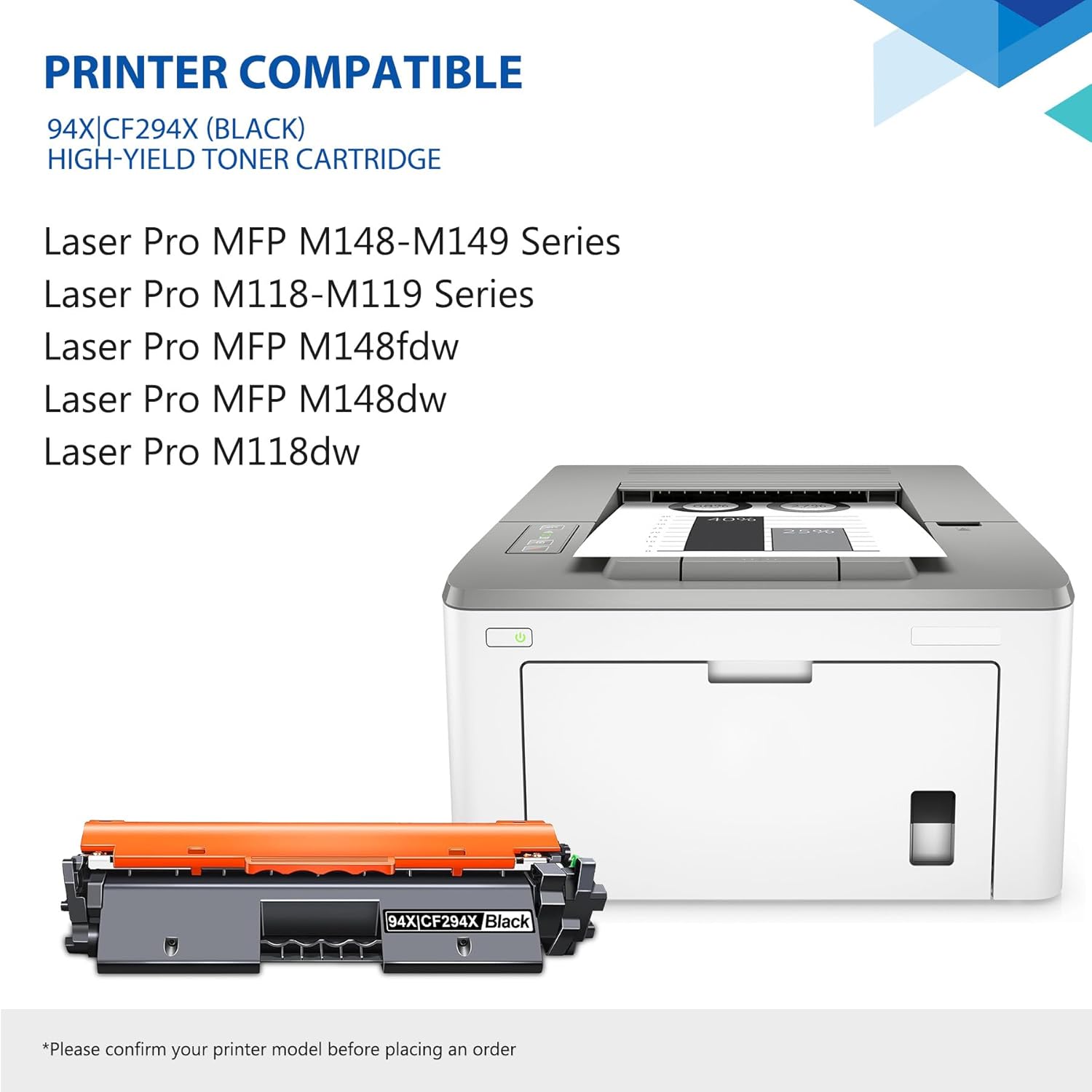94X Toner Cartridge Black High Yield | Work for Laserjet Pro M118dw Toner, Pro M148dw, M148fdw, M118, M148, M149fdw Printer | for HP Laserjet 94X Black Toner Cartridge, 2-Pack