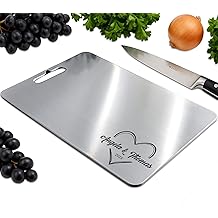 Personalized Titanium Cutting Board, 100% Pure Titanium, Stainless Steel board, Double-Sided Cutting Boards for Kitchen, Custom Engraved Gift for mom, wife, parent, birthday, anniversary, or Christmas
