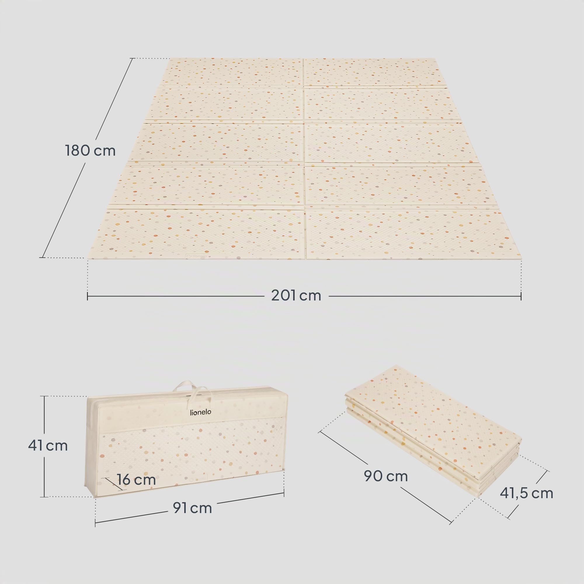 LIONELO Zora Tappeto Gioco Pieghevole per Neonati 180 x 201 cm, Double-Face | Spessore 1,5 cm, Antiscivolo, Senza Sostanze Nocive, per Gattonamento e Gioco