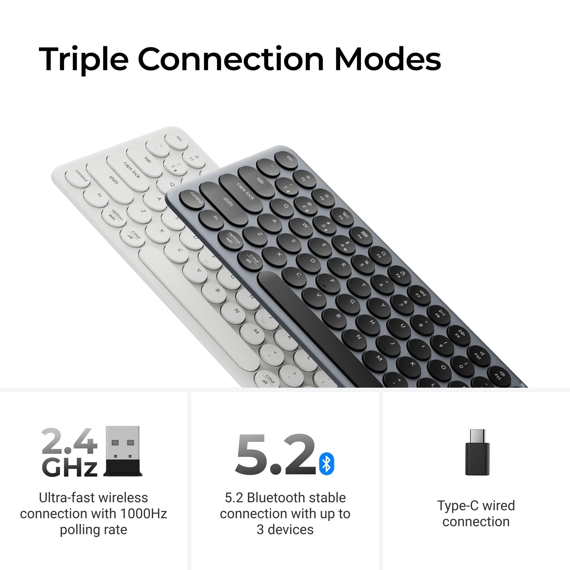 Keychron B3 Pro - Tastiera meccanica wireless ultra sottile al 75%, 2,4 GHz, Bluetooth 5.2 e connessione cablata, design leggero a basso profilo, connessione multi-dispositivo per Windows/Mac/tablet