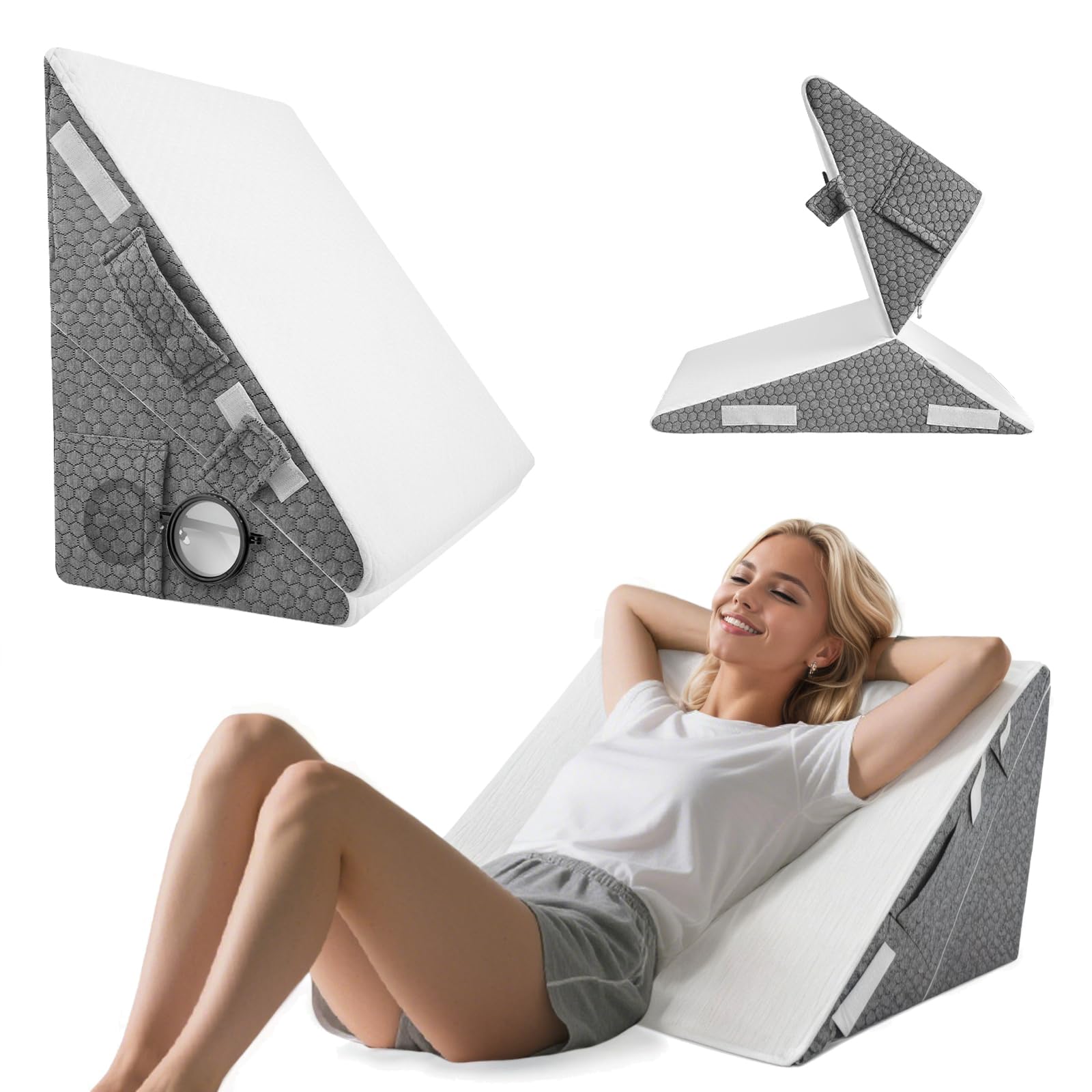 Keilkissen Bett - Keilkissen zum Schlafen Verstellbares Ke-ilkissen, Hochdichteschaum Lesekissen für Bett und Sofa, Ergonomisches Kopfkissen Bettkeil, Beinkissen-Rückenkissen beim Spielen, Lesen