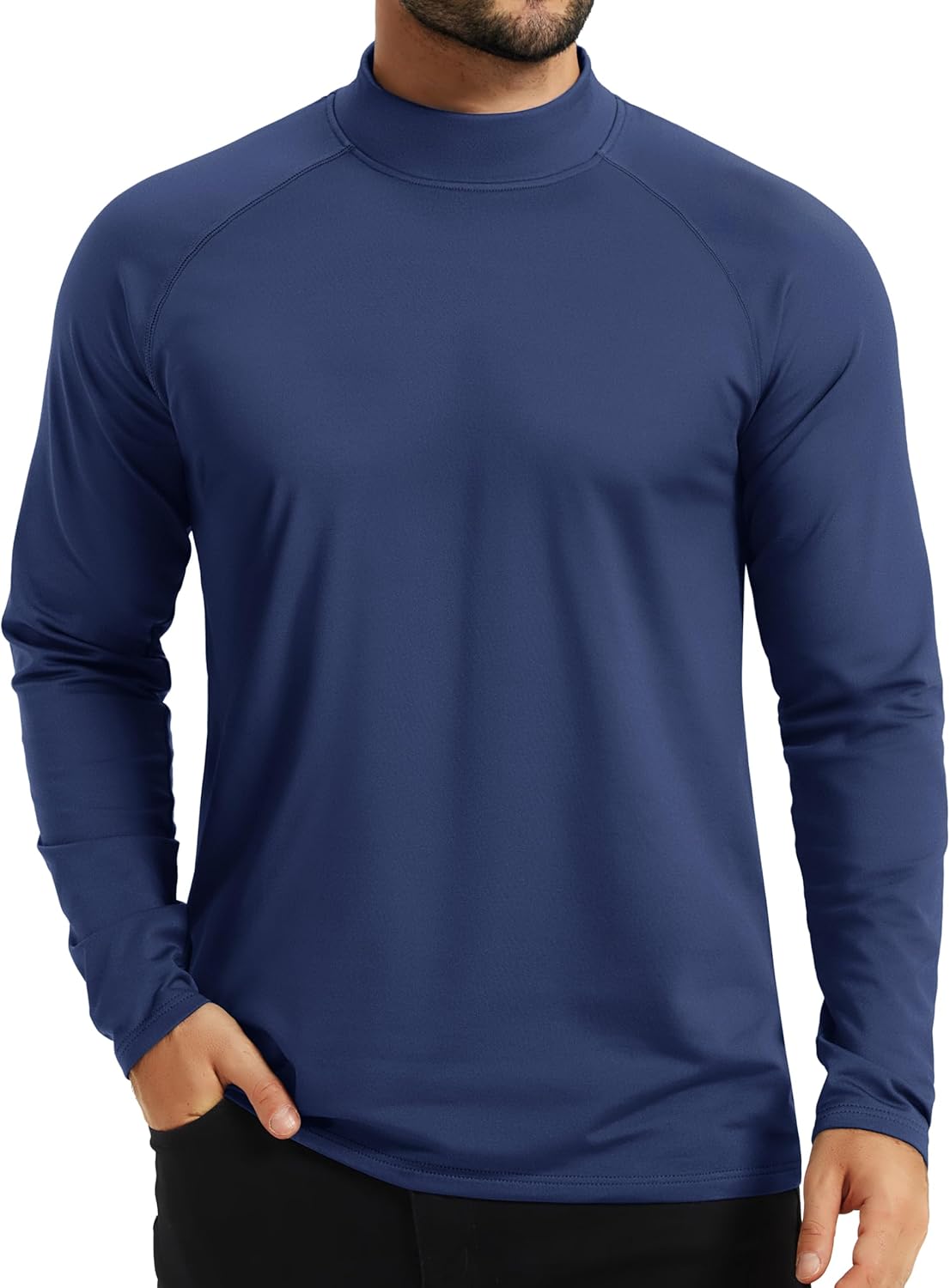 TACVASEN Mens Thermal Fleece Shirt Mock Turtle Neck Base Layer Long Sleeve Athletic Warm Undershirt Winter Running Tops - Image 2