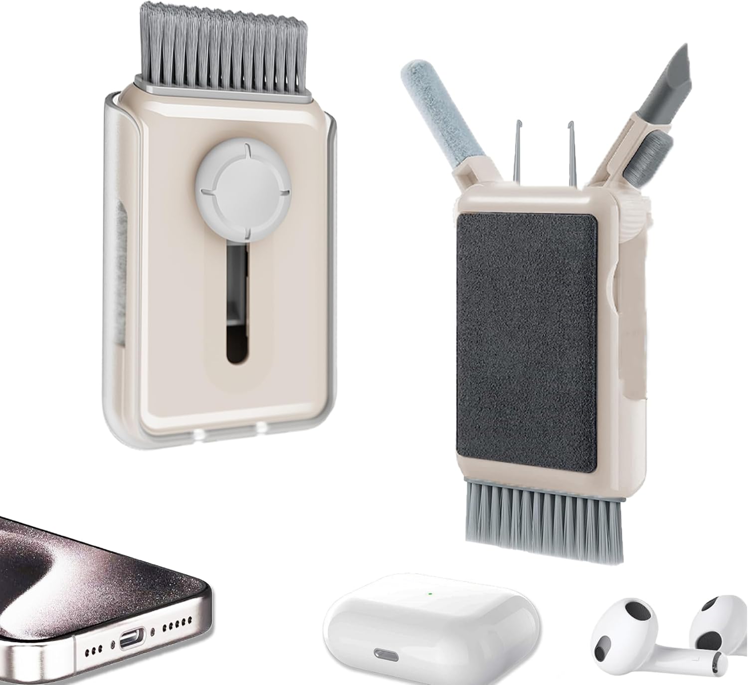 Advanced Electronic Cleaning Brush Kit: Extendable Dusting Brush, Keycap Puller, AirPod Cleaner, Keyboard Cleaner Kit, Silicone Pen, Soft Bristle Brush & Polishing Cloth for Various Devices Advanced Electronic Cleaning Brush Kit: Extendable Dusting Brush, Keycap Puller, AirPod Cleaner, Keyboard Cleaner Kit, Silicone Pen, Soft Bristle Brush & Polishing Cloth for Various Devices