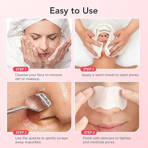 Miniatura 8 de LitBear Herramientas para eliminar puntos negros, kit de extracción de espinillas, pinzas para el cabello encarnado, raspador de poros con funda de