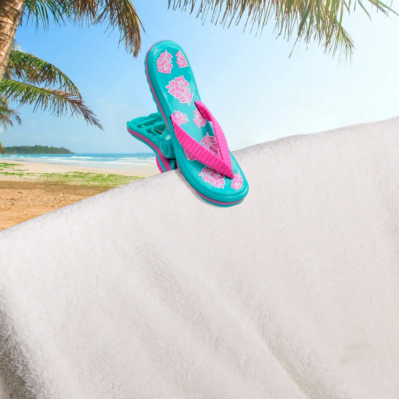 Clip Porta Asciugamani Antivento Per Spiaggia E Piscina | 8 Morsetti In Plastica Con Imbottitura TPR Antiscivolo | Blocca Telo Mare E Coperte - 2