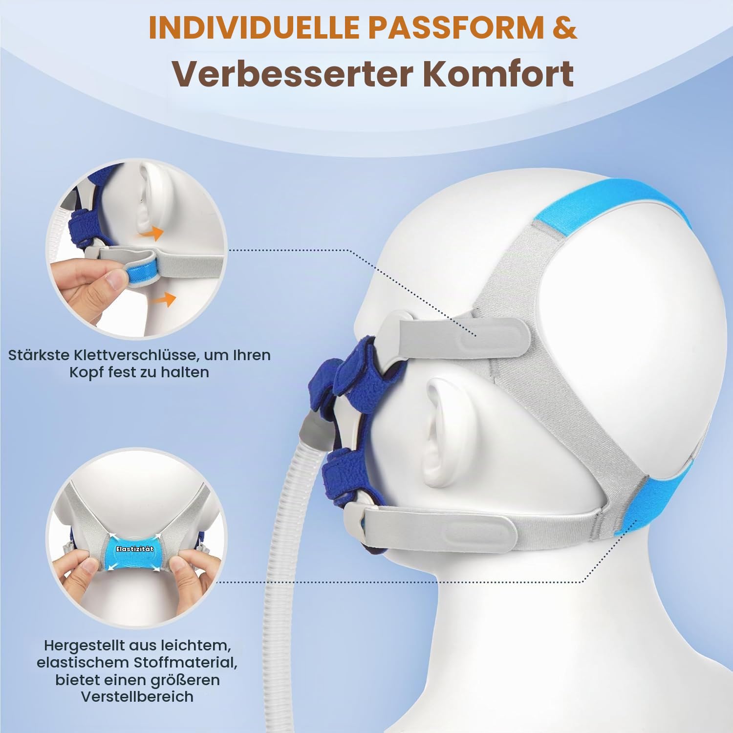 Nasen-Maske für Airfit N20, Komplettersatz-Set mit Kopfband, Rahmen, Schlauch und Polster für N20, Größe M