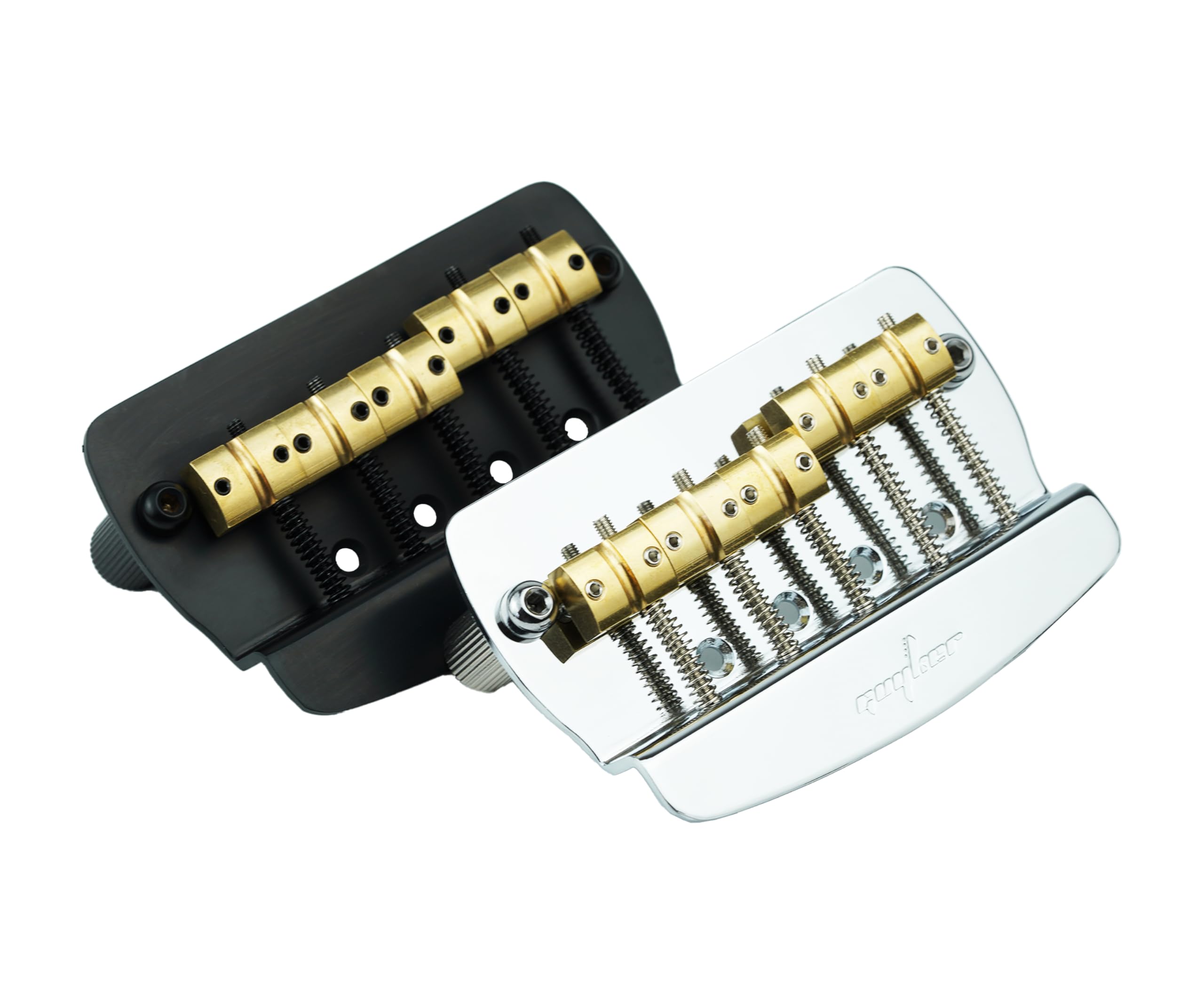 Guyker Bass-Steg-Saitenabstand 16 mm, 5-saitiger fester Basssteg mit massivem Messing-Sattel und Eisenplatte, Ersatzteil (GB1026, Chrom)
