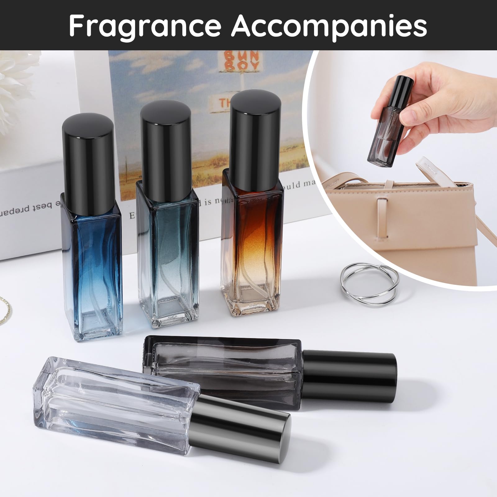 Segbeauty Porta Profumo da Viaggio, 5 Pezzi 10ml Boccette Profumi Vuoti Portatile, Ricaricabile Vaporizzatore in Vetro, per Festa, Lavoro
