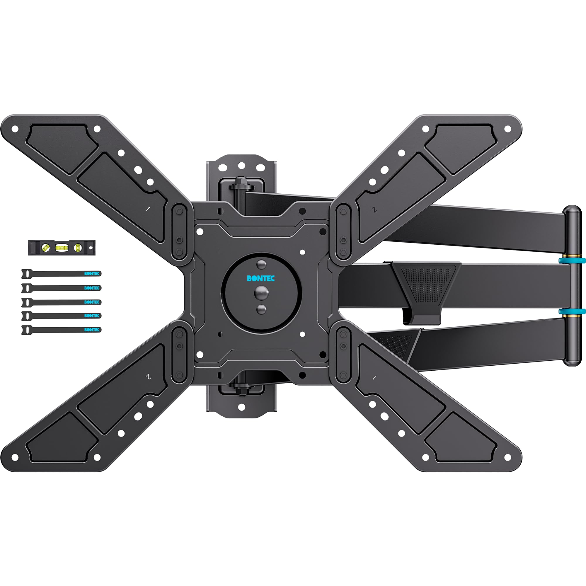 BONTEC Full Motion Corner TV Wall Mount for 31-75 Inch TVs, 33 in Long Arm Wall Mount Bracket, Swivel and Tilt with Landscape to Portrait Rotation, Holds 110 lbs, Heavy Duty Steel, Max VESA 600x400 mm