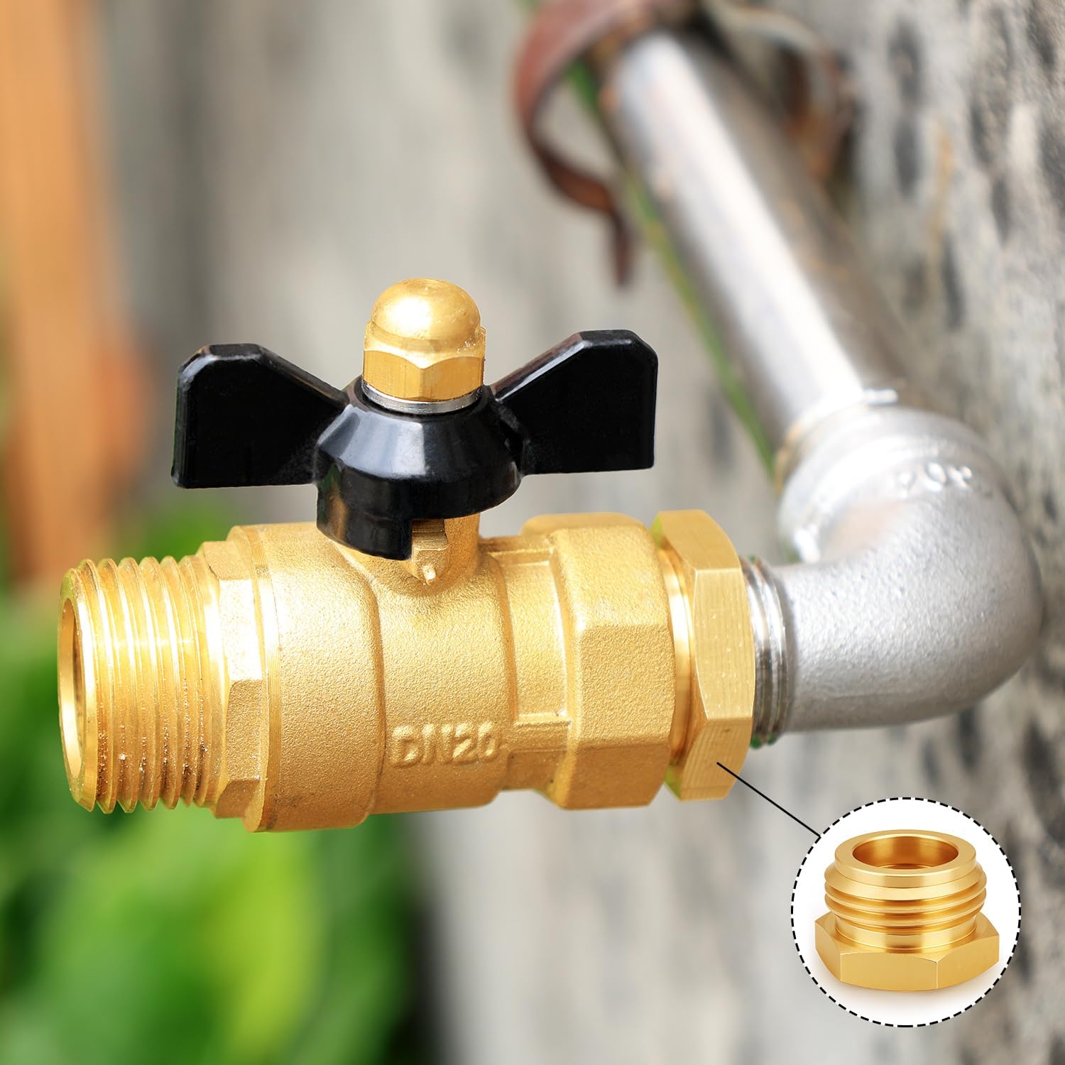 Brass Pipe to Garden Hose Adapter Connect 3/4" GHT male x 1/2" NPT Female Connector GHT to NPT Adapter Brass Fitting(10PCS)