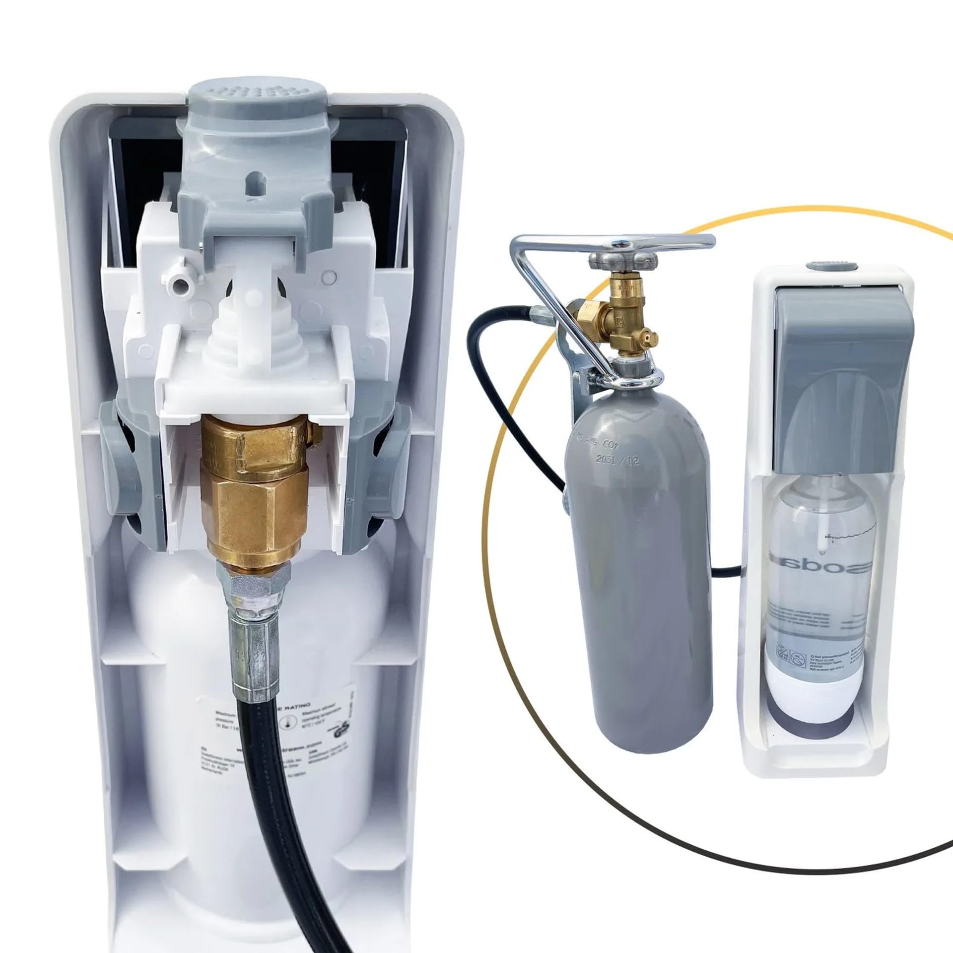 Soda Club Alco Jet - kompletny zestaw CO2 do Sodastream Wassersprudler - butla CO2 0,5 kg, wąż jednoliniowy z adapterem, klucz kwasowy