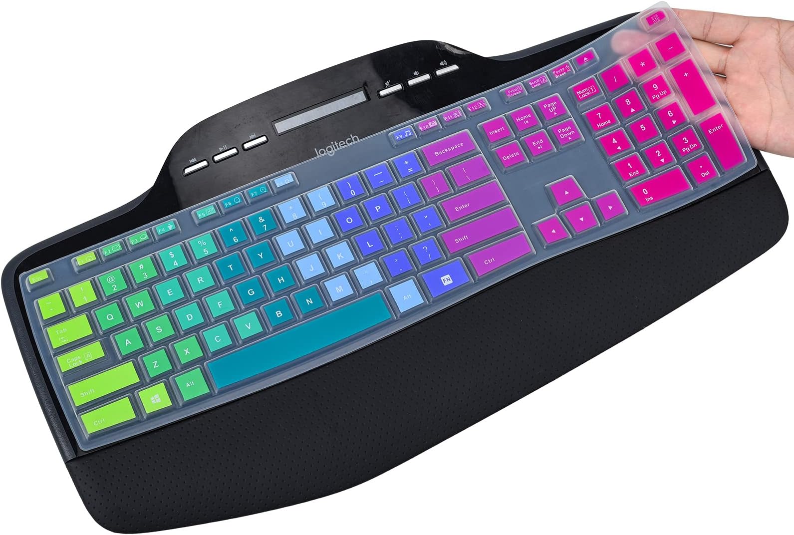 Colorful Keyboard Cover for Logitech Wireless Desktop MK710 MK710-RB MK735 MK700 Keyboard Protector Skin, Logitech MK710 MK700 Accessories, Rainbow