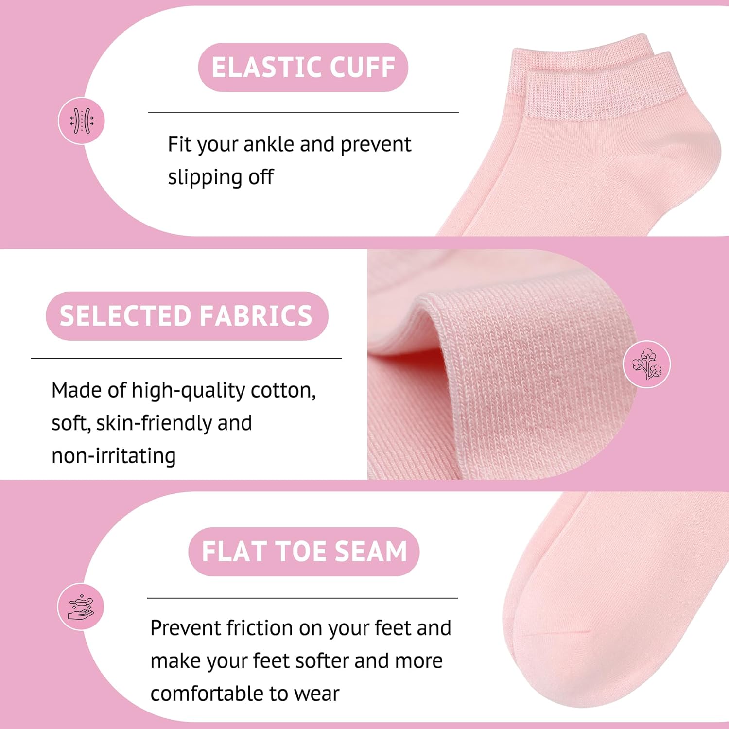 Women's Thin Low Cut Ankle Cotton Socks - 6 Pairs Lightweight Non-Slip No Show Socks, Classic Casual Running Socks - Image 4