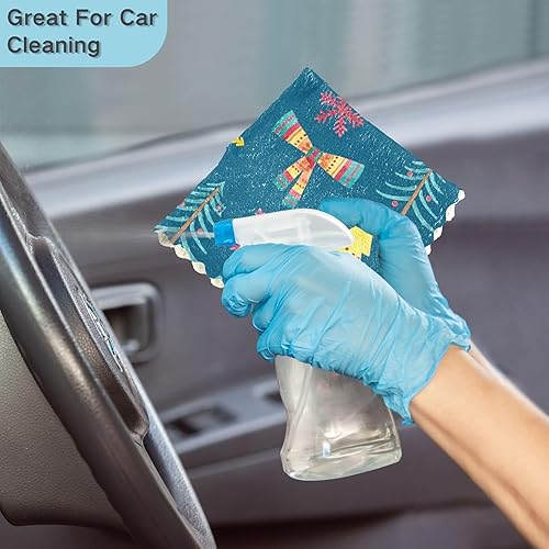 Miniatura 7 de KLL Christmas Trees Bows Blue Kitchen Towels Microfiber Modern Kitchen Tea Towel Funny Hand Towels Kitchen Towels Absorbent