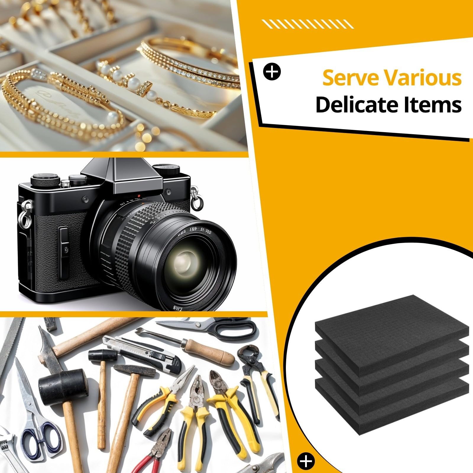 4-pak wkładek piankowych typu Pick and Pluck, 15,7 × 11,8 × 2 podkładki piankowe do pakowania cieni i przechowywania narzędzi, aparatów fotograficznych i delikatnych urządzeń