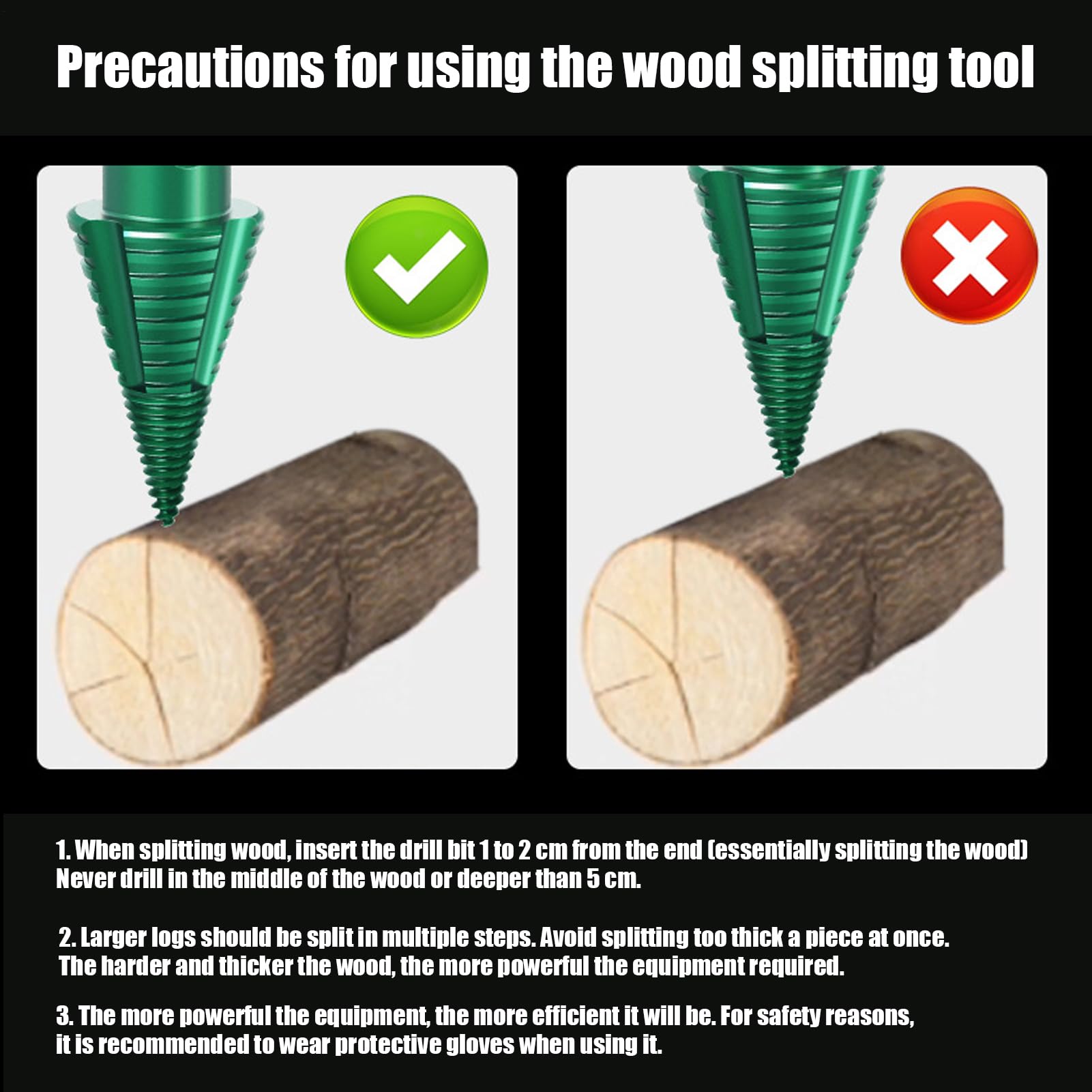 Cono spaccalegna da trapano Attrezzo Con Cono A Vite Rimovibile Per | Cono A Vite Resistente Da Trapano Per assemblaggio mobili, fai da te, riparazioni casa campeggio fattoria