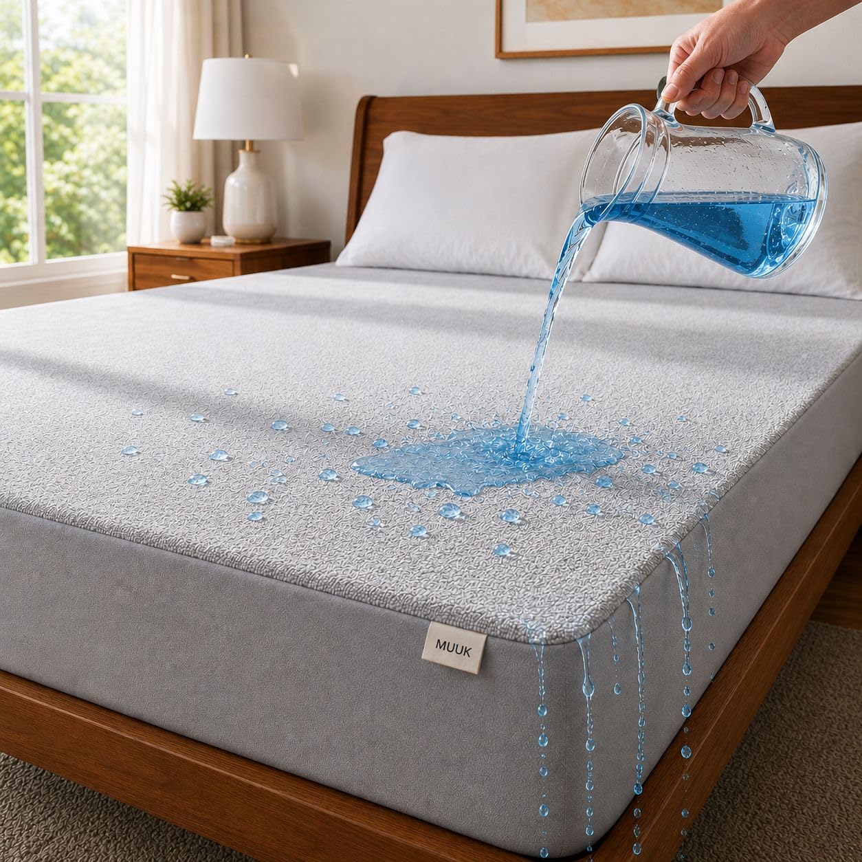 Waterproof Mattress Protector - Grey, King Size -1
