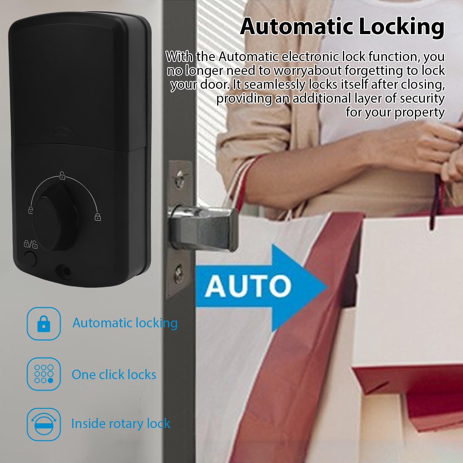 Pongnas Cerradura Inteligente, Entrada sin Llave, 35-55mm, for Puertas con | Teclado Electrónico de Aleación de Zinc, Acceso con Contraseña y Llave, para Puertas de Madera y Acero en Hogar u Oficina