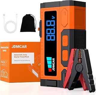 JDMCAR Starthilfe Powerbank für Pkw - 6000A 12V Auto Starthilfe Powerbank, Jumper Starter Powerbank mit LCD Bildschirm&LED Taschenlampe, Autobatterie Booster,für bis zu 9L Benzin & 8.5L Diesel-Upgrade - Amazon product rated Grade A
