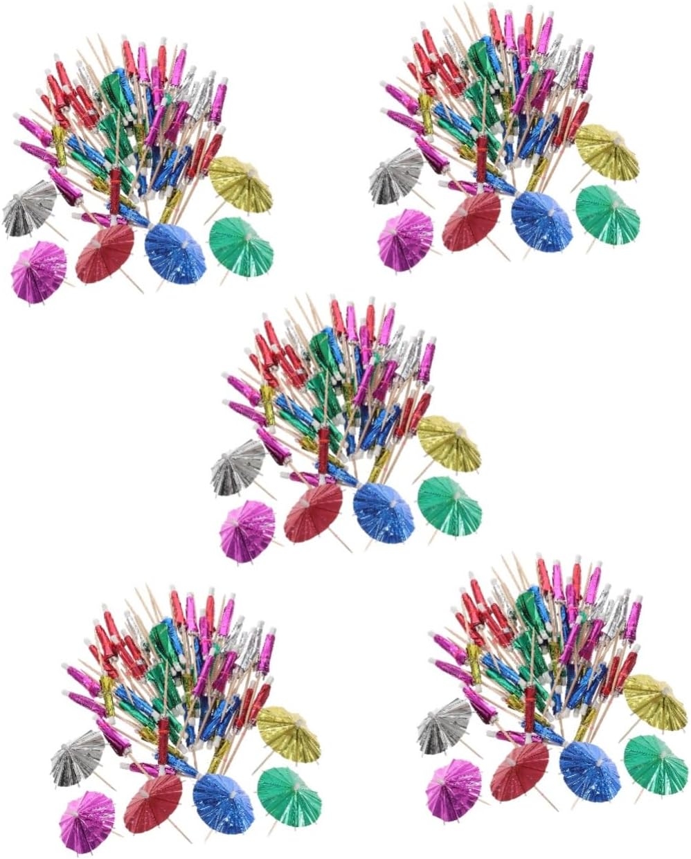 Cabilock 250pcs Hawaiian Cocktail Picks and Fruit Skewers for Parties Showers and Weddings Decorative Umbrellas for Drinks Cakes and Fruit Garnishes