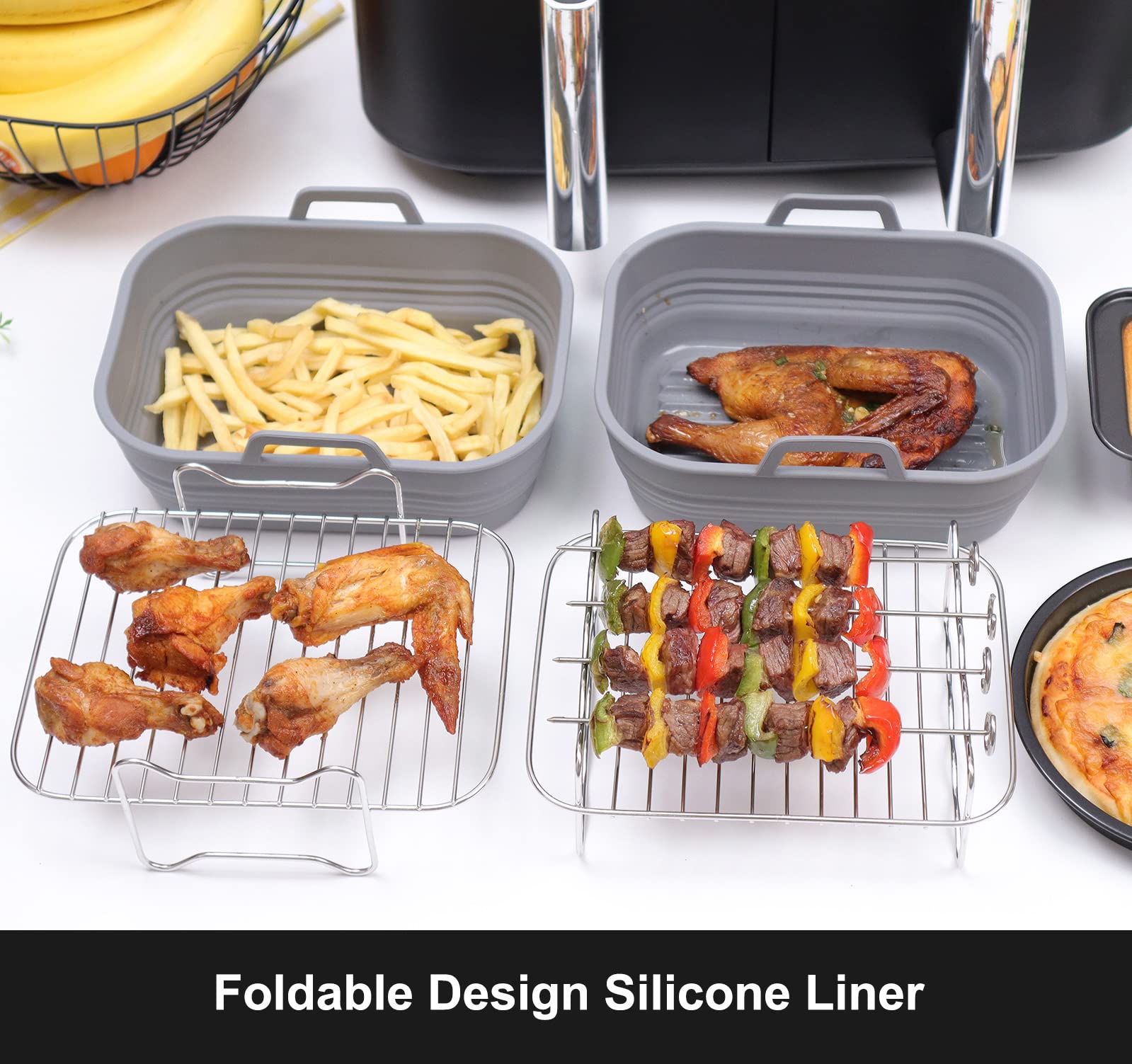 Fodere In Silicone Per Friggitrice Ad Aria - Confezione Da 3, Grigio