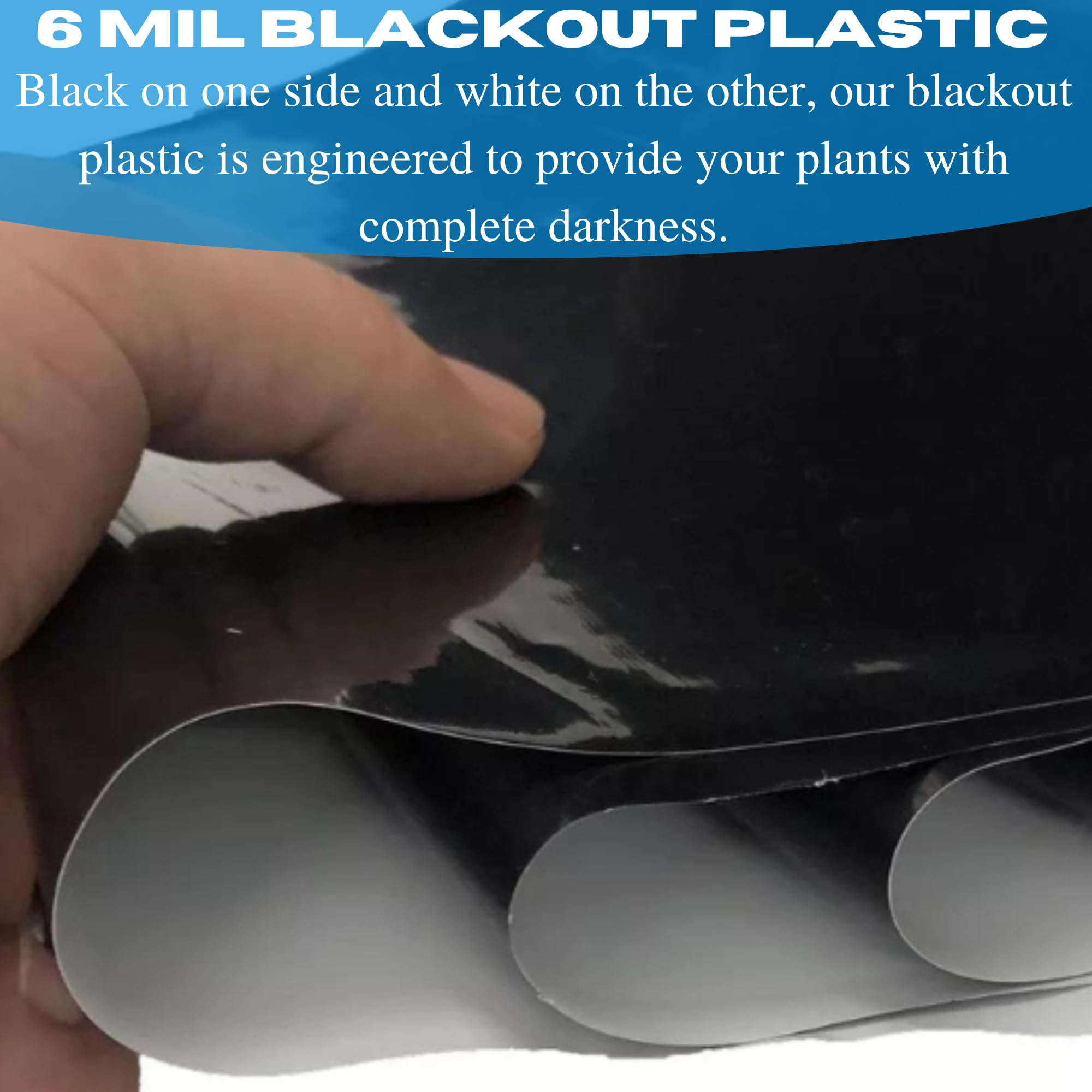 VBS - Panda Film Light Deprivation Greenhouse Cover - 6 mil - 100% Blackout Tarp, Black White Plastic Sheeting, Green House Poly Film (16' x 25')