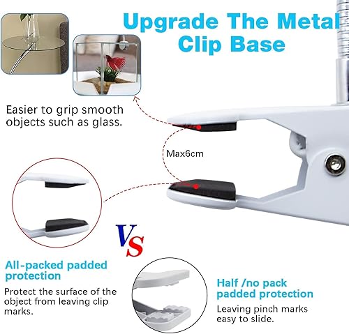 Miniatura 4 de Wrpacttg Soporte de lámpara con clip, enchufe de luz de abrazadera blanca, lámpara de escritorio con clip, accesorio de luz con abrazadera de libro