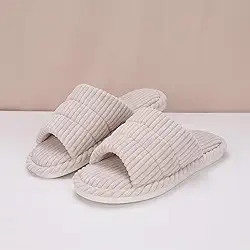 Chinelos femininos de veludo cotelê para uso interno