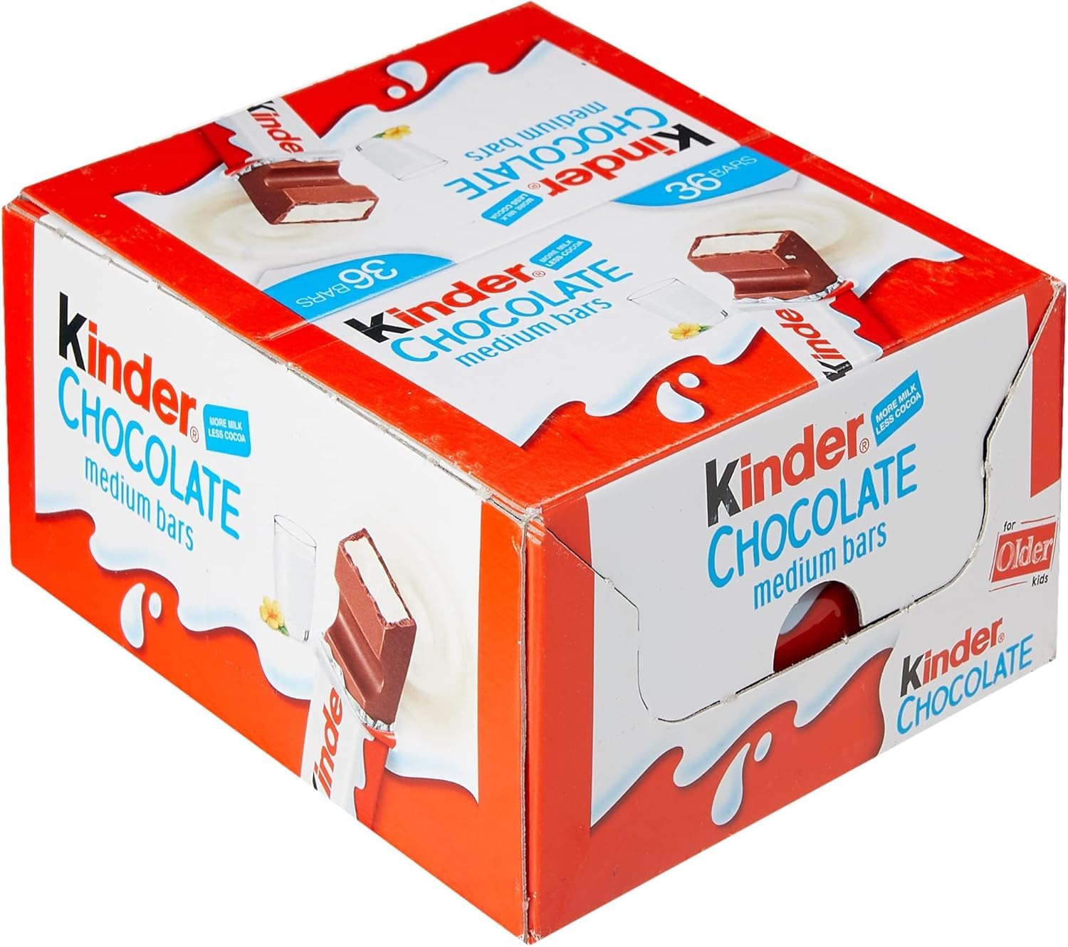 Kinder Maxi Riegel Barre de Chocolat au Lait 21 g (Paquet de 36) – Chocolat au Lait Crémeux avec Cœur Fondant – Snack Gourmand pour Enfants et Adultes