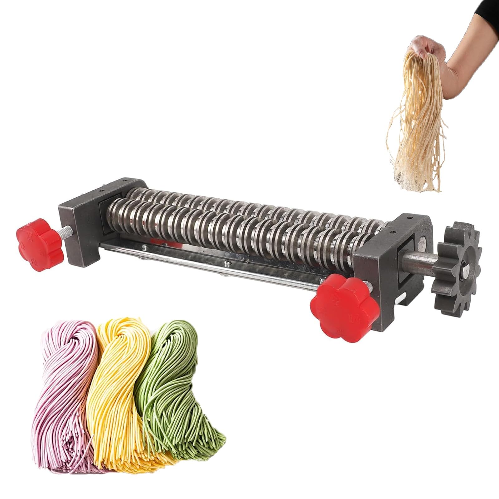 Accesorio para hacer pasta para batidora de pie, rodillo y cortador de masa de acero inoxidable, prensa eléctrica, máquina de fideos 2 en 1 para pasta casera, comidas familiares